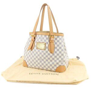 LOUIS VUITTON Damier Azur Hampstead MM Tote Bag White N51206 Purse 90280745